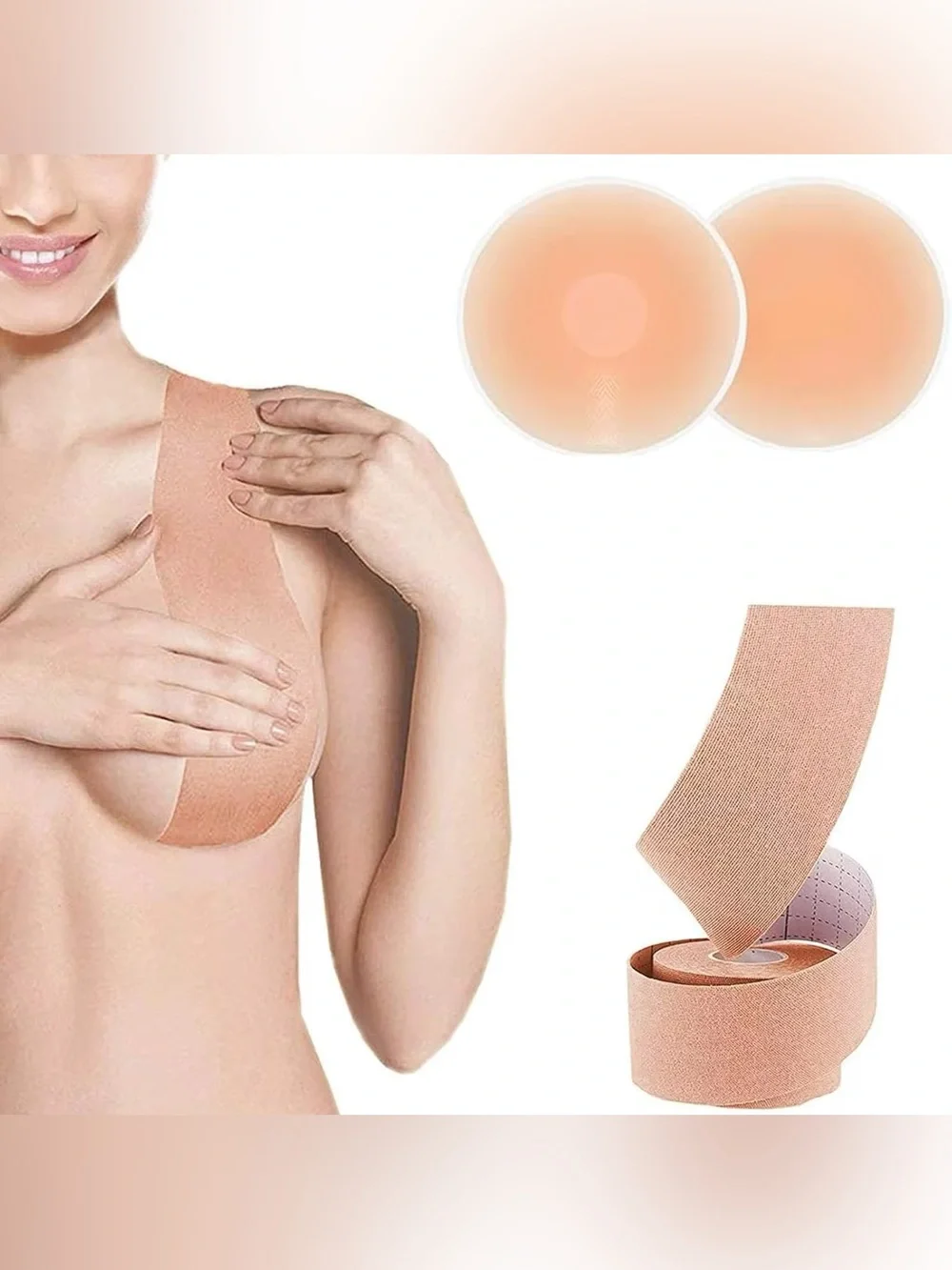 Boob Tape and Nipple Covers Set in Nude